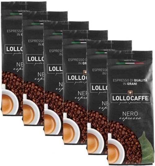 Caffè in grani Espresso Nero Lollo Caffè 1 kg, Set 6 confezioni da 1kg. Totale 6kg