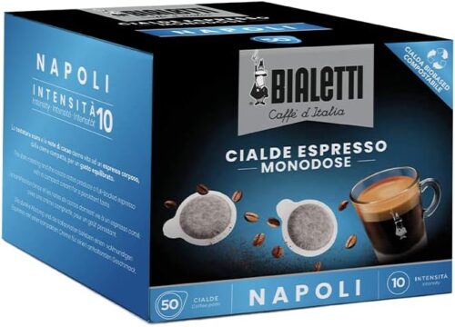 Bialetti Cialde Ese Monodose per Caffè Espresso, Gusto Napoli (Forte), 100% Compostabili, Cacao, 50 Unità - immagine 4