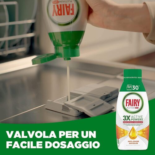 Fairy Detersivo Lavastoviglie Gel Liquido, 90 Lavaggi, Confezione Da 3 Bottiglie, Platinum Limone, Dona Extra Brillantezza Alla Lavastoviglie, Combina Pulizia Brillantezza E Freschezza - immagine 4