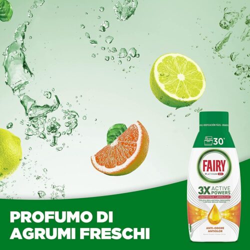 Fairy Detersivo Lavastoviglie Gel Liquido, 90 Lavaggi, Confezione Da 3 Bottiglie, Platinum Limone, Dona Extra Brillantezza Alla Lavastoviglie, Combina Pulizia Brillantezza E Freschezza - immagine 6