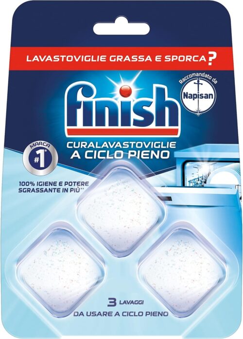 Finish Curalavastoviglie a Ciclo Pieno, 8 Confezioni da 3 Pastiglie di Cura Lavastoviglie, Additivo per una Lavastoviglie Pulita dai Residui di Grasso e Sporco - immagine 2