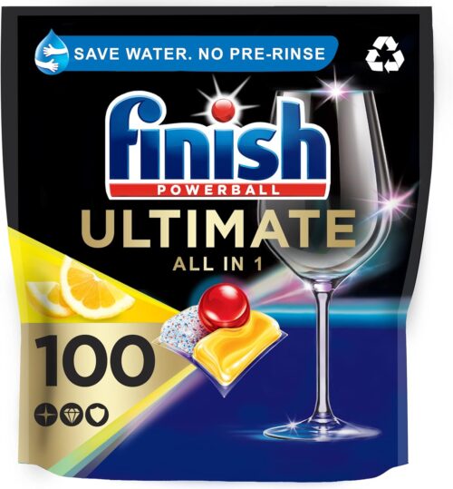 Finish Quantum Ultimate - Pastiglie per lavastoviglie al profumo di limone, 100 pezzi