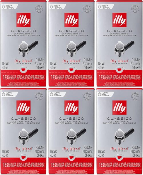 Illy Caffè espresso Classico medio 18 cialde (confezione da 6) Rosso