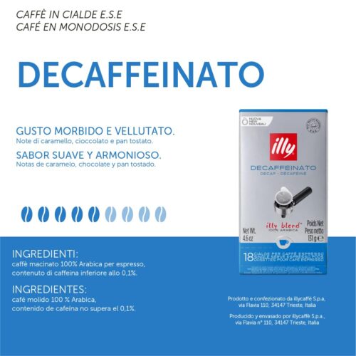 illy Caffè Tostato DECAFFEINATO in cialde E.S.E. - 12 confezioni da 18 cialde, Totale 216 Cialde - immagine 7