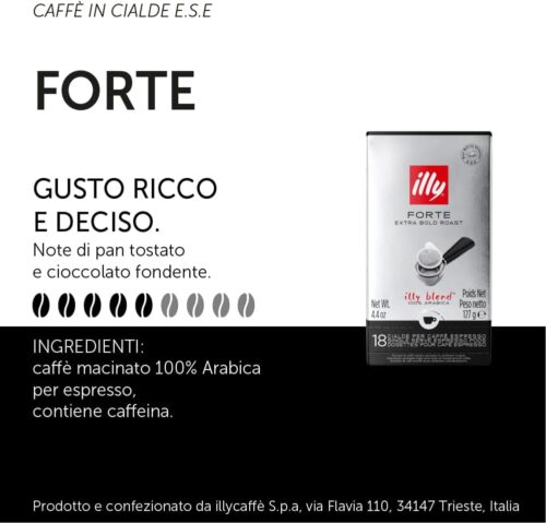 illy Caffè in Cialde E.S.E. Monodose tostato FORTE - 12 confezioni da 18 cialde, Totale 216 Cialde - immagine 7