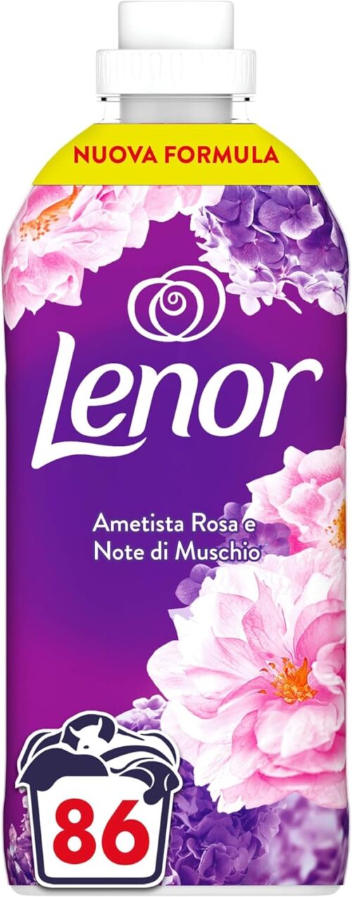 Lenor Ammorbidente Ametista Rosa E Note Di Muschio, Offre Una Freschezza Duratura Per Un Letto Fresco Fino A 1 Settimana - 86 Lavaggi x 4. Totale 344 Lavaggi