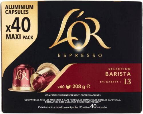 L'Or - Capsule Caffè Espresso Barista - Compatibili con Macchine Nespresso®* original - 40 Capsule in Alluminio - Intensità 13