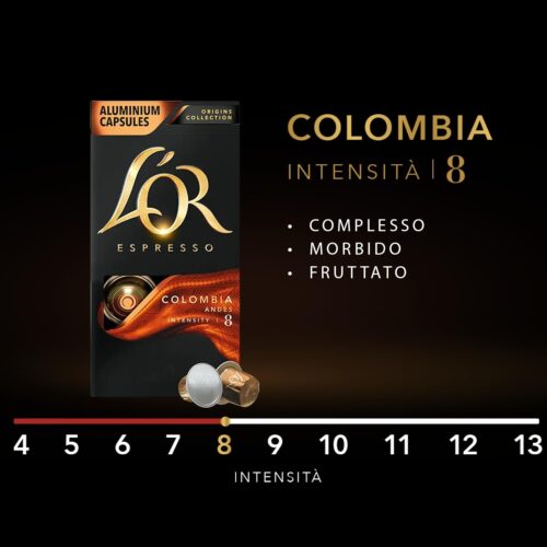 L'Or - Capsule Caffè Espresso Colombia - 100 Capsule in Alluminio - Intensità 8 - Compatibili con Macchine Nespresso®* original - 10 Confezioni da 10 Capsule - immagine 8