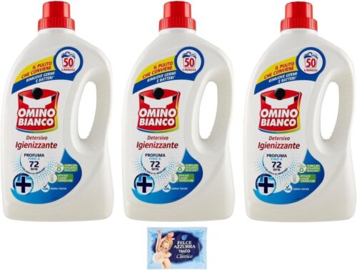 Omino Bianco - Detersivo Lavatrice Igienizzante, 300 Lavaggi, Rispetta Colori e Tessuti, Fresco Profumo con Essenza di Muschio Bianco, 2000 ml x 6 Confezioni