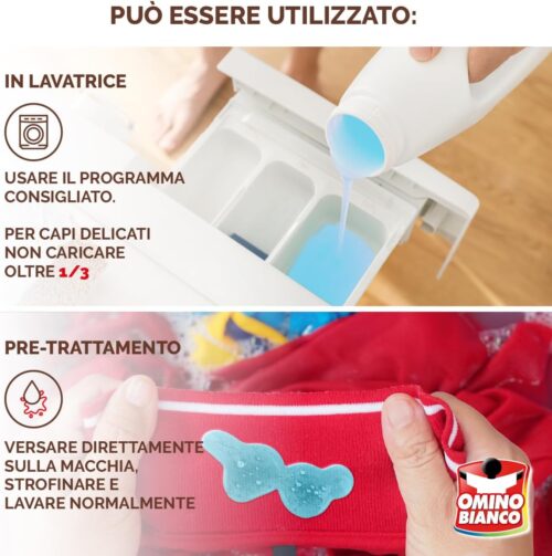 Omino Bianco - Detersivo Lavatrice Liquido, 150 Lavaggi, Rispetta Colori e Tessuti, Fresco Profumo con Essenza Cuore di Marsiglia, 2000 ml x 3 Confezioni - immagine 3