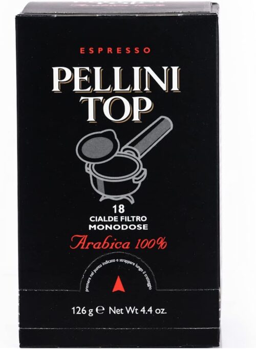 Pellini Caffè Top 100% Arabica, 108 Caffè in Calde Compostabili ESE dall'Aroma Intenso e Avvolgente e Tostatura Delicata, 6 Confezioni da 18 Cialde