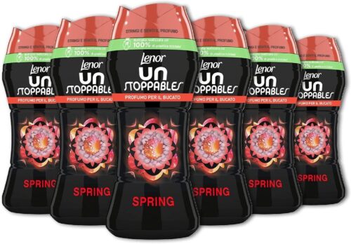 Lenor Profumatore Per Bucato Lavatrice Unstoppables Spring 210g, Fresco Profumo Che Dura A Lungo. 6 Confezioni da 210g. Totale 1.260g.