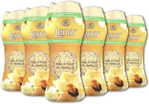 Lenor Profumatore Per Bucato Lavatrice Oro & Fiori Di Vaniglia 210g, Più Del Profumo Che Ami. 6 Confezioni da 210g. Totale 1.260g.